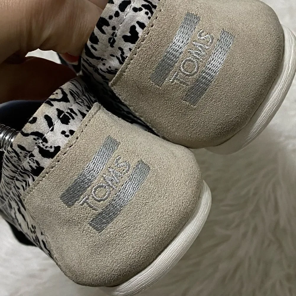 TOMS x Prabal Gurung Collab Shoes Canvas Suede Snow Leopard Slip-On Size 9.5